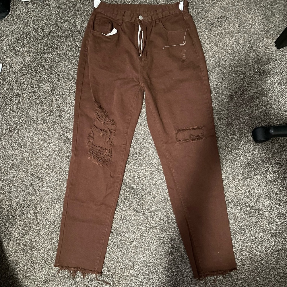 Shein Brown Mom Jeans High Waisted